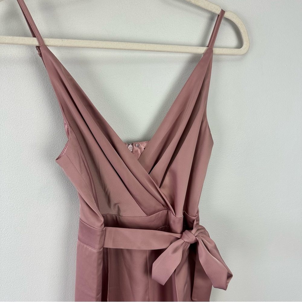NEW Lulus Classy Night Out Mauve Satin Jumpsuit - Picture 8 of 9